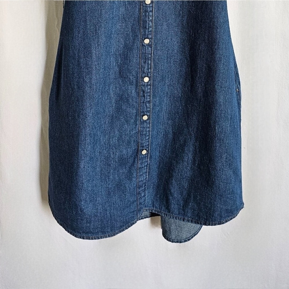 GAP 1969 Long Sleeve Medium Blue Denim Western Button Shirt Dress - Picture 7 of 16
